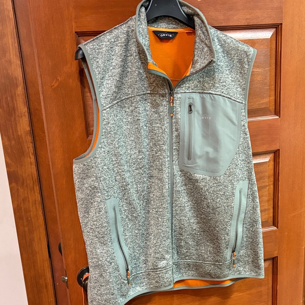 Orvis Gray Vest with Orange Lining